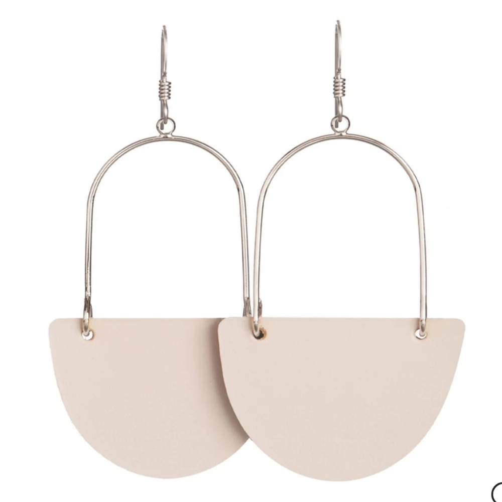 Nickel and Suede Soft Sand Islas Leather Earrings
